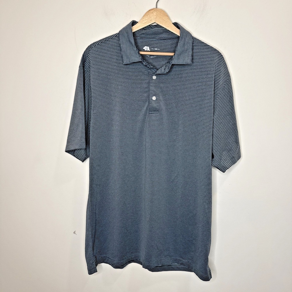 Onward Reserve Performance Golf Polo Shirt Stripe Stretch Preppy Coastal Men's L